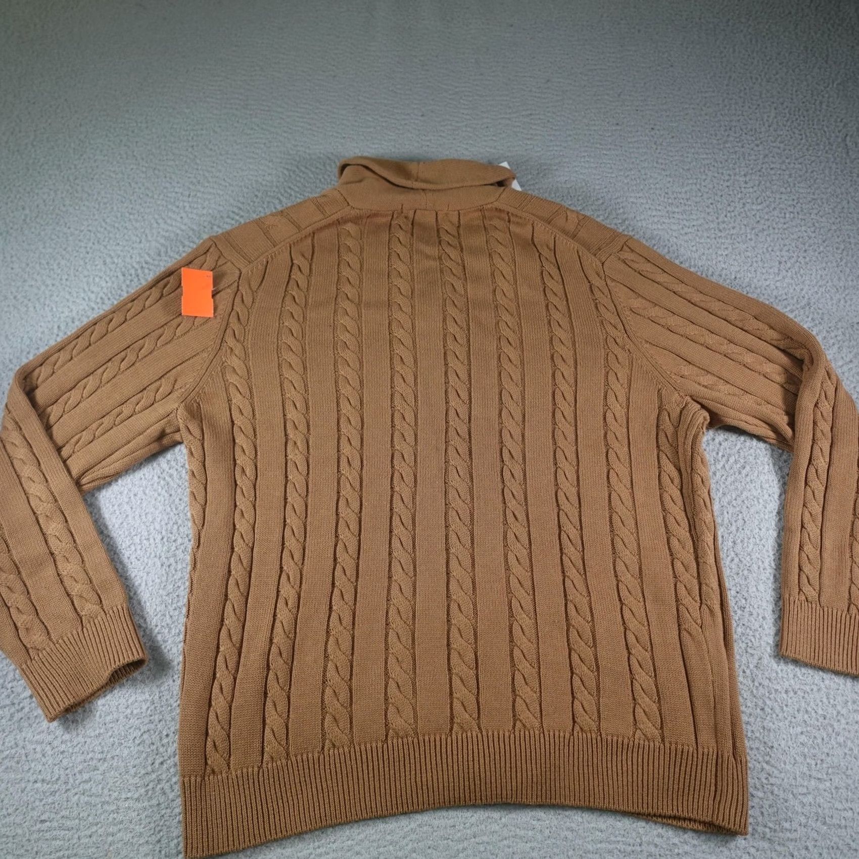 Vintage Crown & Ivy Cardigan Mens XL Beige Shawl Collar Cable Knit Button Front Pocketed Knit Sweater Regular Fit Size US XL / EU 56 / 4 - 7 Thumbnail