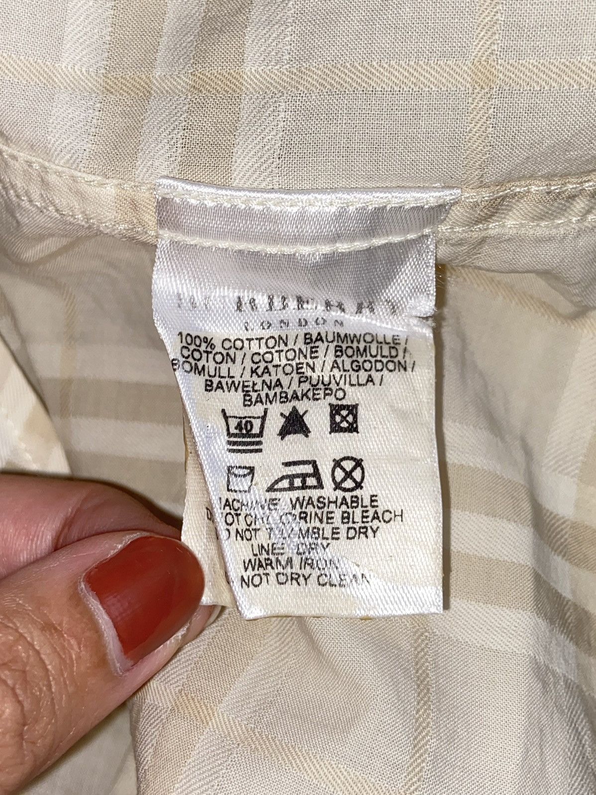 Burberry BURBERRY Cream Striped Shirt Size US L / EU 52-54 / 3 - 13 Thumbnail