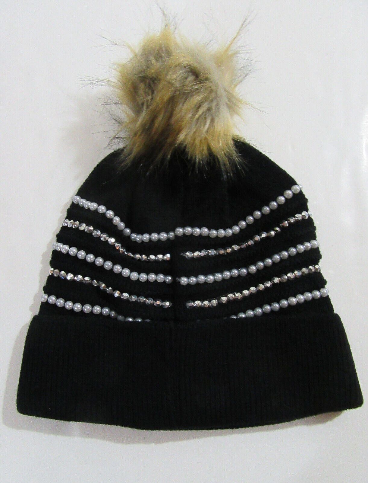 United Colors Of Benetton bebe Beanie Hat Pom with Rhinestones & Faux Pearls Bling NWT Size ONE SIZE - 3 Thumbnail