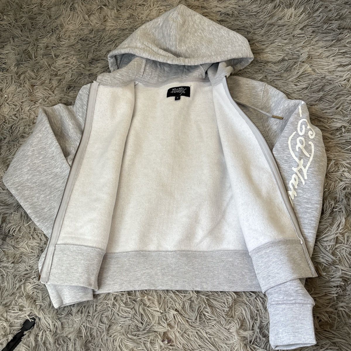 Ed Hardy Ed Hardy Women's Heather Grey Full Zip Cropped Hoodie Size S / US 4 / IT 40 - 2 Thumbnail