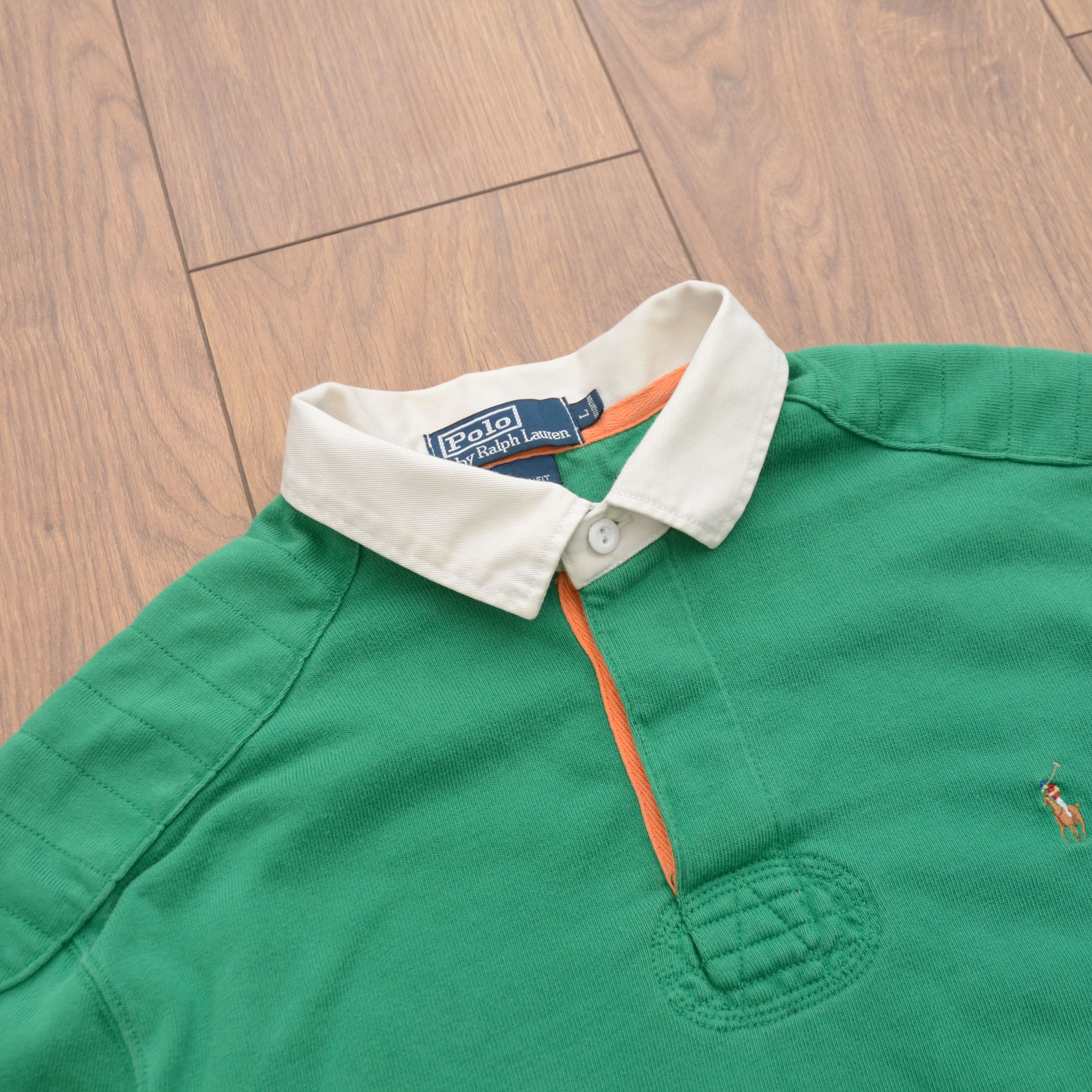 Polo Ralph Lauren Vintage Polo Ralph Lauren Long Sleeve Rugby Shirt Green Rare Size US L / EU 52-54 / 3 - 6 Thumbnail