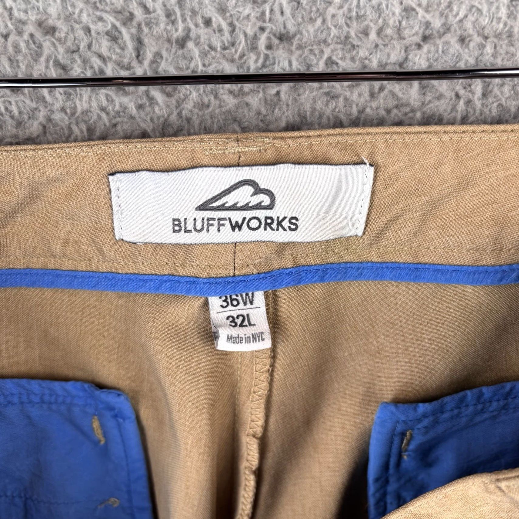 Vintage Bluffworks Pants Mens 36x32 Tan Chino Commuter Work Play Lightweight Golf Slim Straight Pockets 32 Inseam Regular Brown Size US 36 / EU 52 - 4 Thumbnail