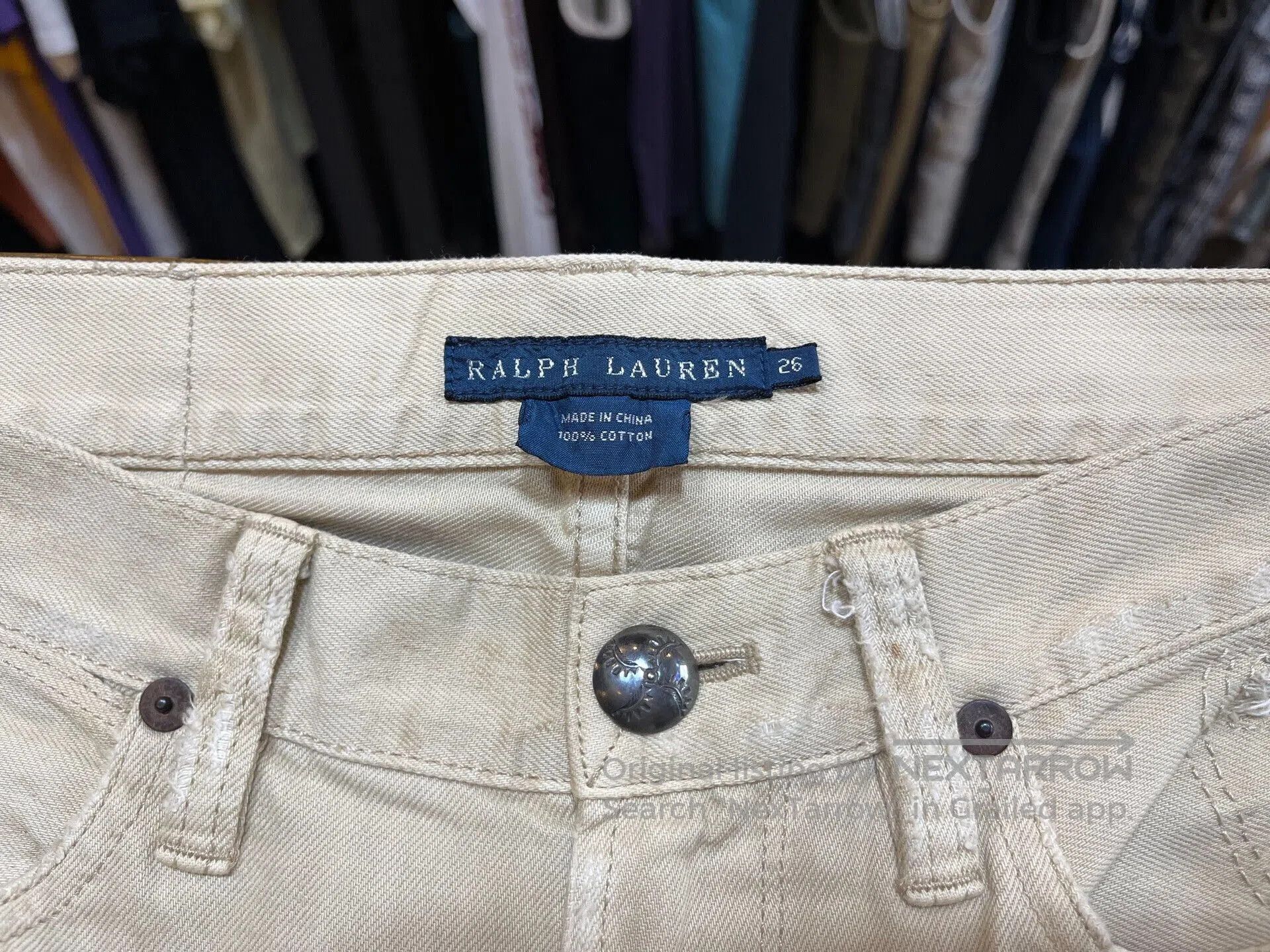 RRL Ralph Lauren distressed cream denim pants by ralph lauren. Size 26" / US 2 / IT 38 - 3 Thumbnail