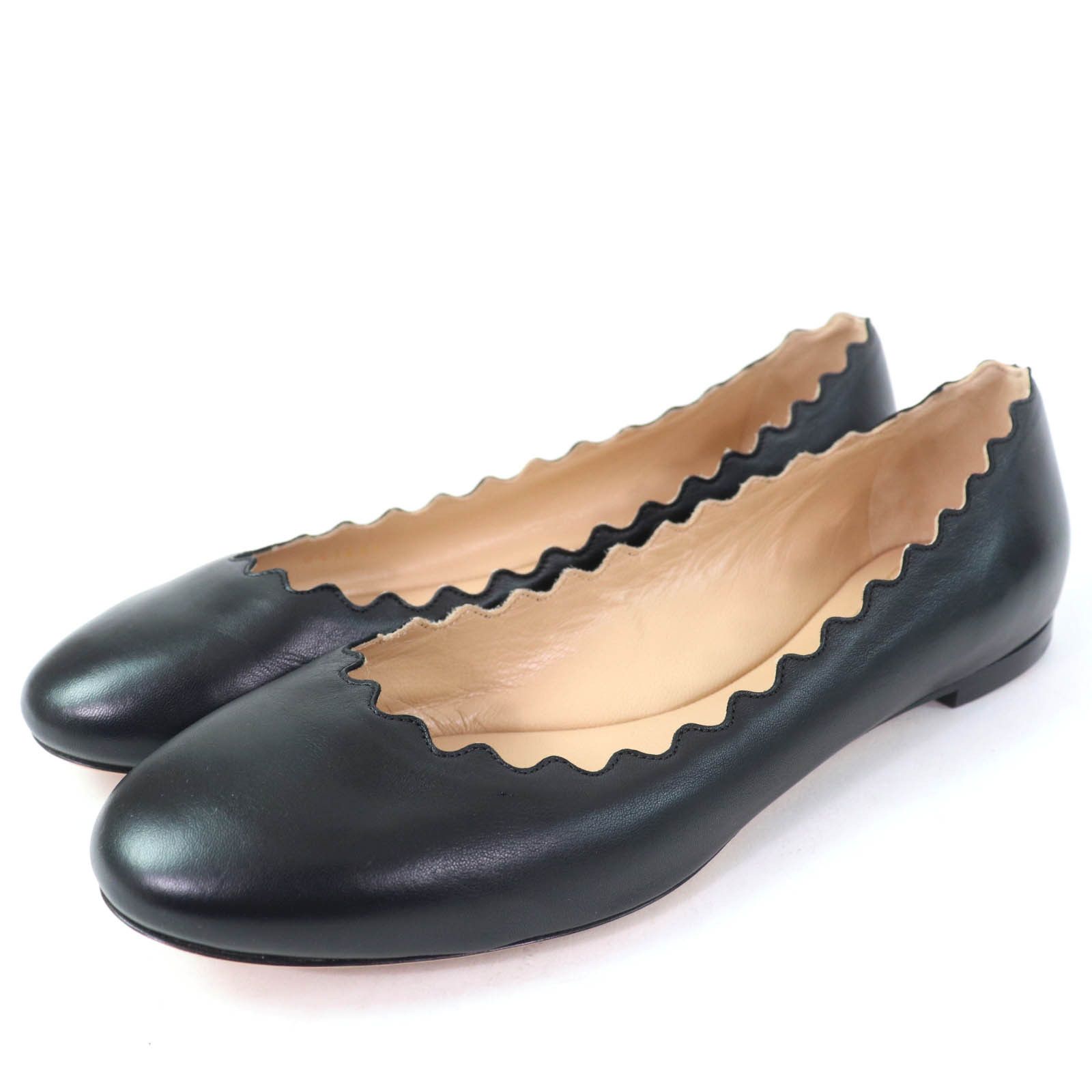 Chloe Chloe Laurent Leather Ballet Pumps Leather Shoes in Black, Women's