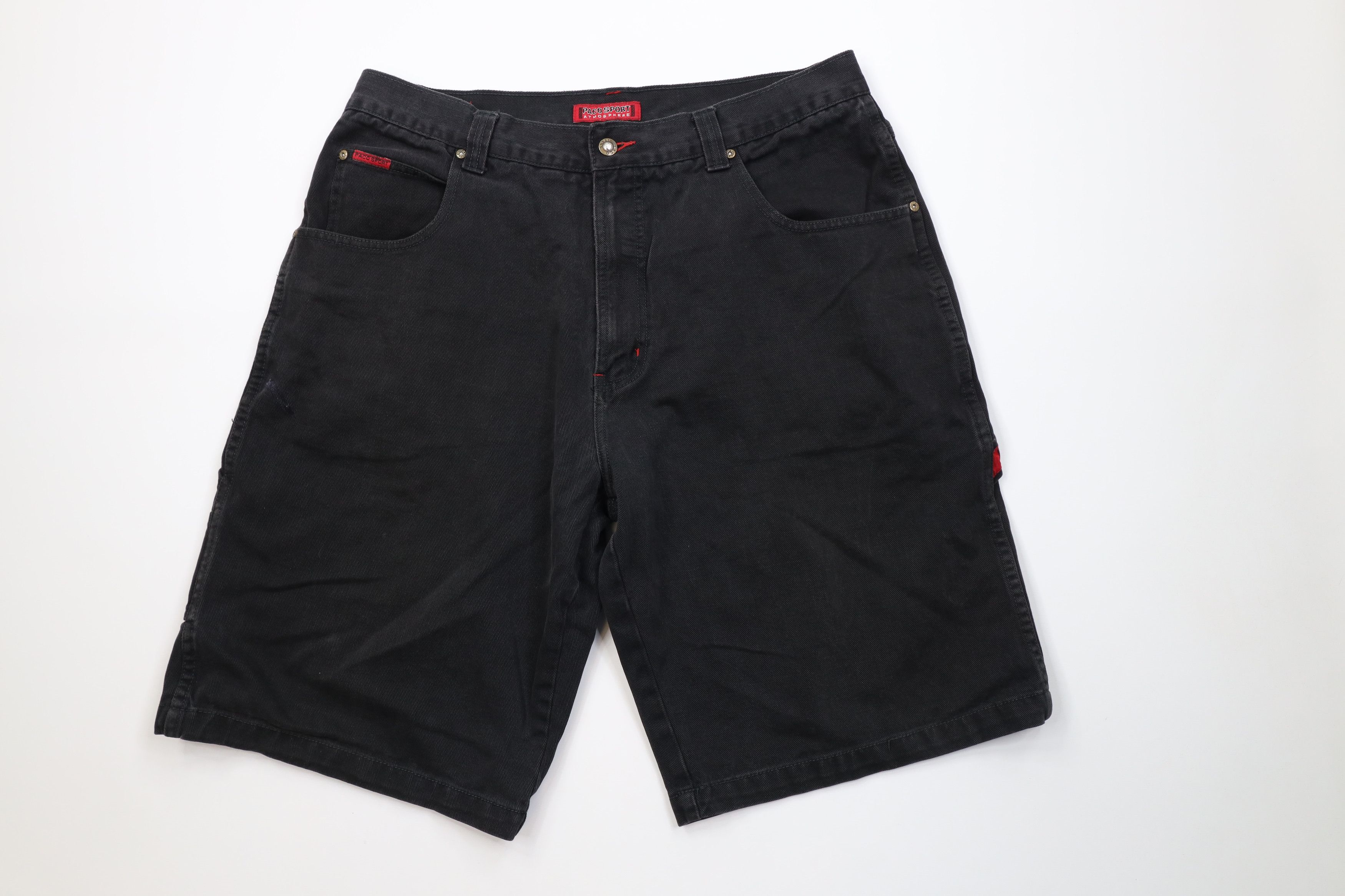 Vintage Vintage 90s Y2K Paco Sports Fit Denim Jean Shorts Black Size US 38 / EU 54 - 1 Thumbnail