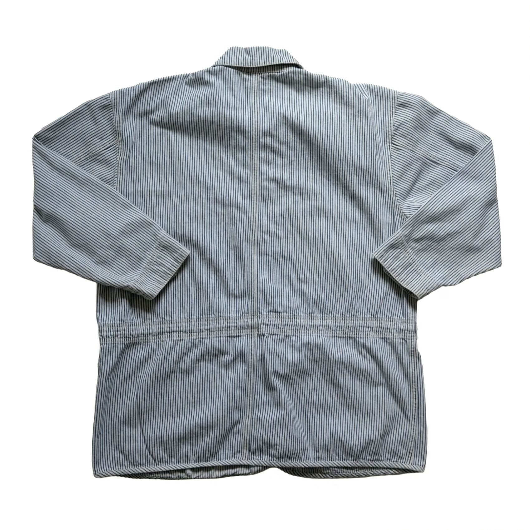 DKNY VINTAGE DKNY Jacket 90s Striped Denim Overcoat Women SZ 6 Blue Railroad Chore Work Long Size M / US 6-8 / IT 42-44 - 3 Thumbnail
