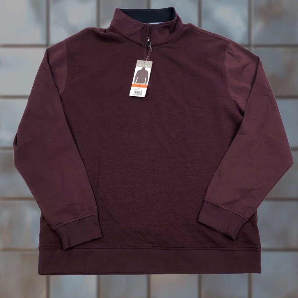 Ted Baker Ted Baker Men's XXL Red Quarter Zip Pullover Sweater Textured Knit 2XL NEW Size US XXL / EU 58 / 5 - 1 Thumbnail