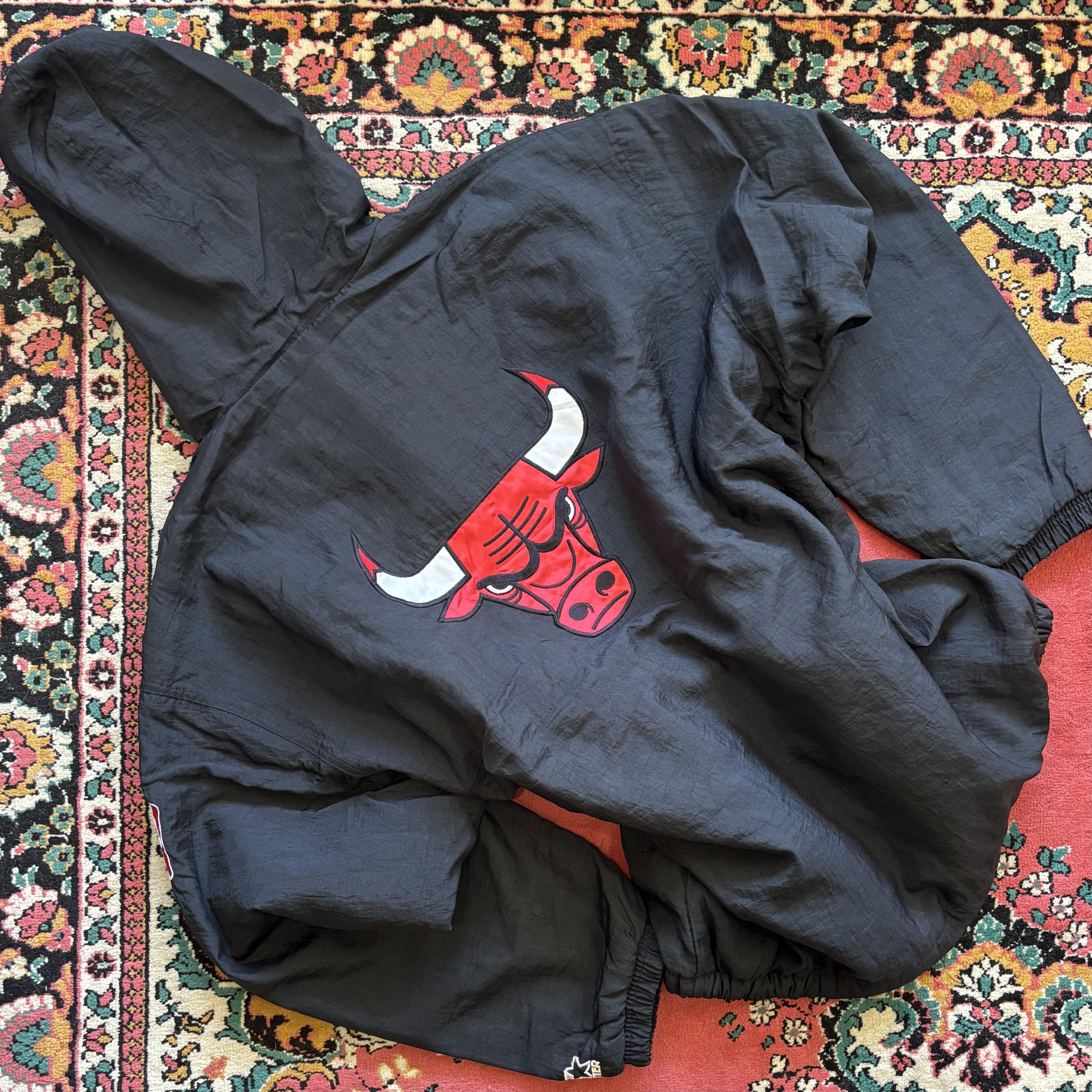 Starter Chicago Bulls Black Hooded Windbreaker Size US XL / EU 56 / 4 - 2 Thumbnail