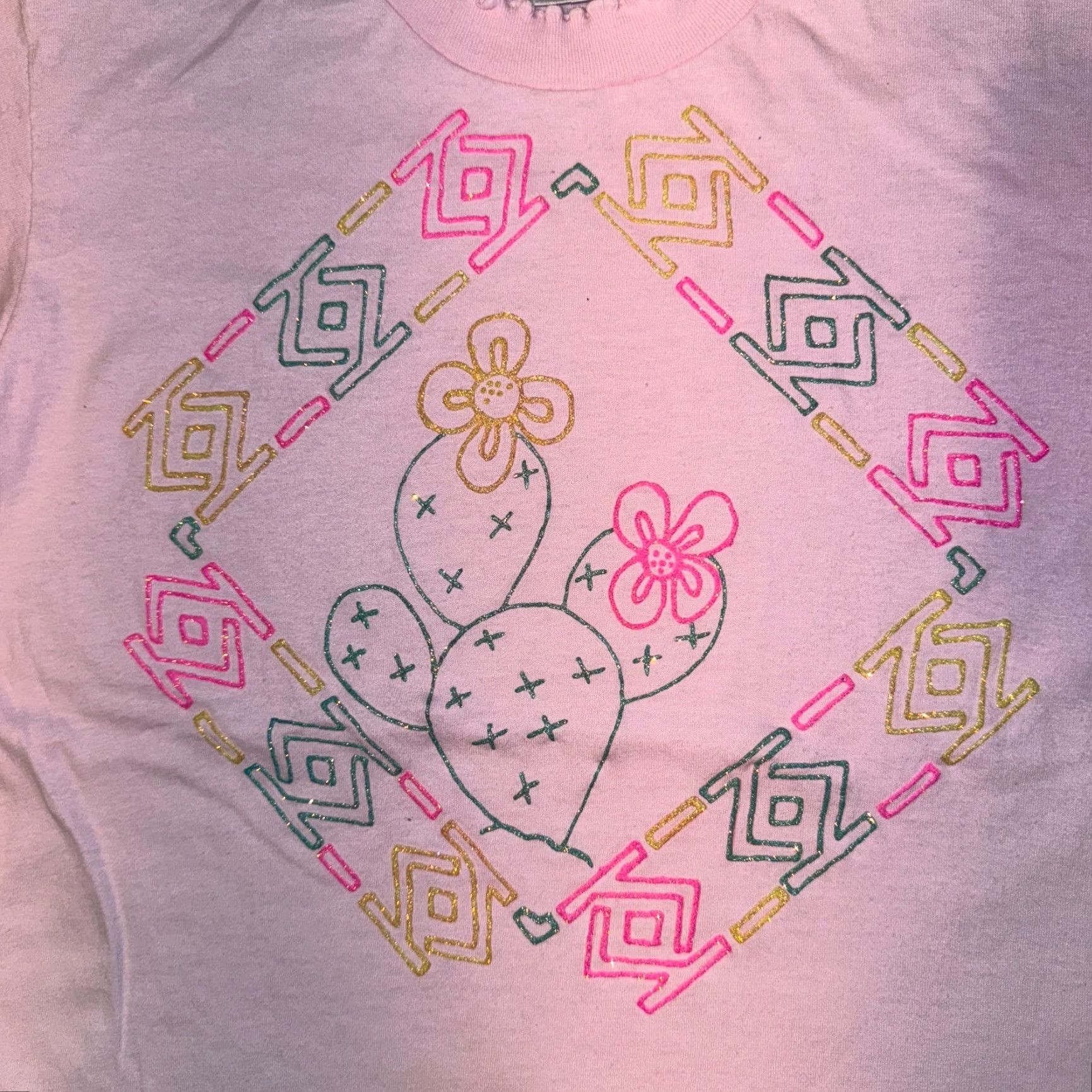 Vintage VINTAGE Oneita Tshirt Southwestern Cactus Glitter Logo Pink Single Stitch M Size M / US 6-8 / IT 42-44 - 5 Thumbnail