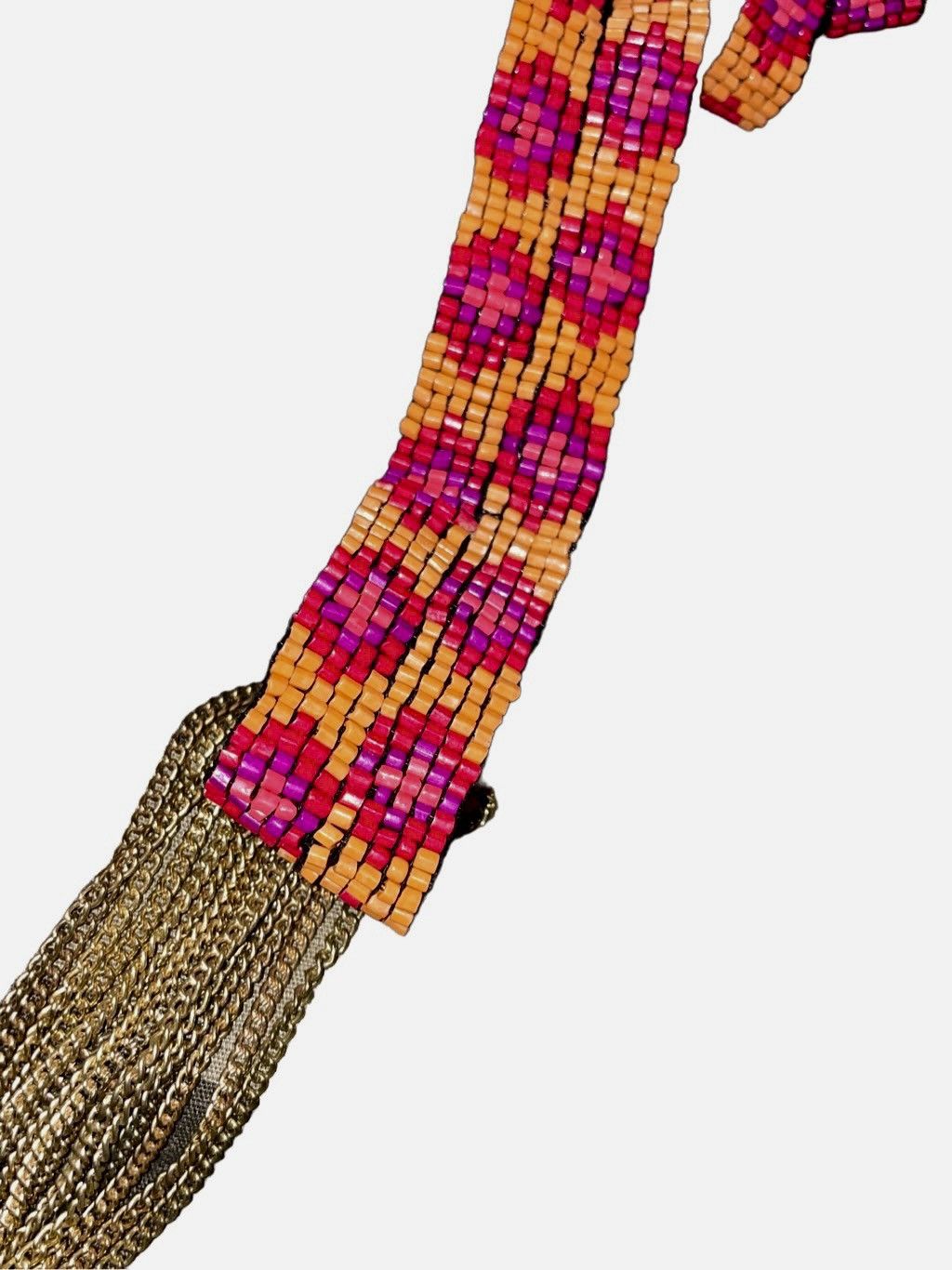 Vintage Vintage Huichol Beaded Metal Fringe 90’s Lariat by Sundance Size ONE SIZE - 1 Thumbnail