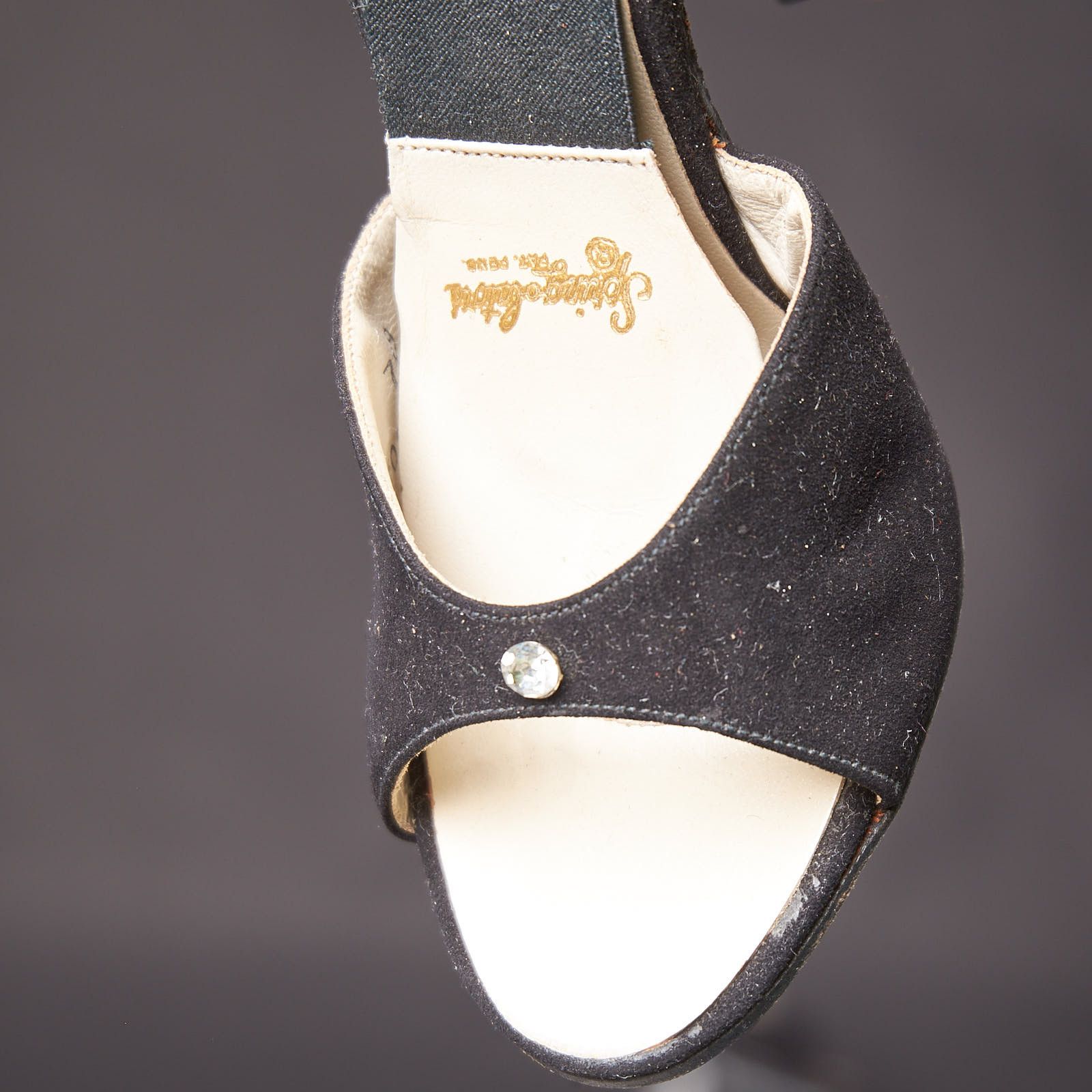 Vintage 1950s Black Suede Metal Heel Spring-o-lator Heels Size US 4 / IT 34 - 9 Thumbnail