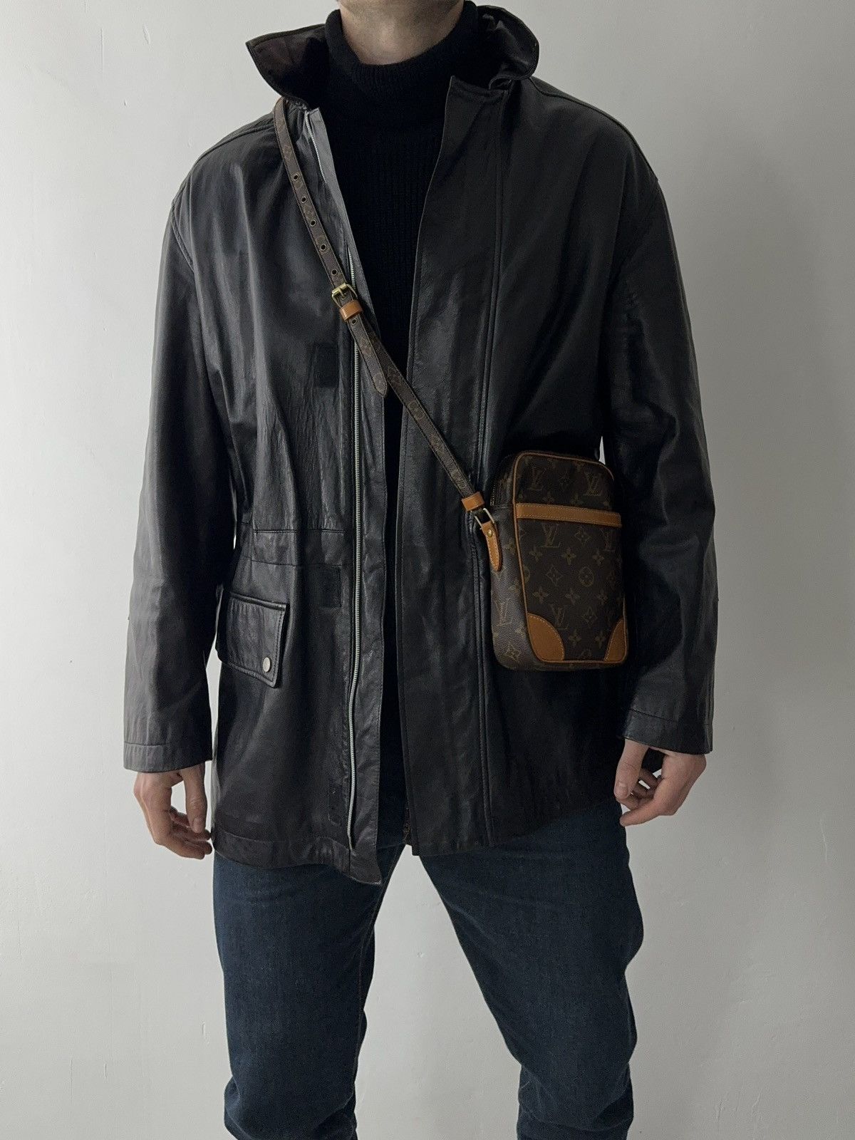 Versace × Versace Jeans Couture Versace Jeans Couture Vintage Black Real Leather Jacket Size US XL / EU 56 / 4 - 16 Thumbnail