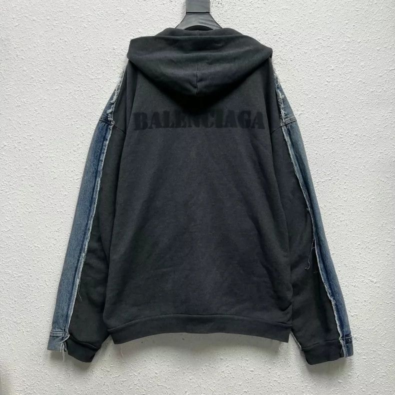 Balenciaga Balenciaga Patch Hooded Back Logo Denim Jacket Size US M / EU 48-50 / 2 - 2 Thumbnail