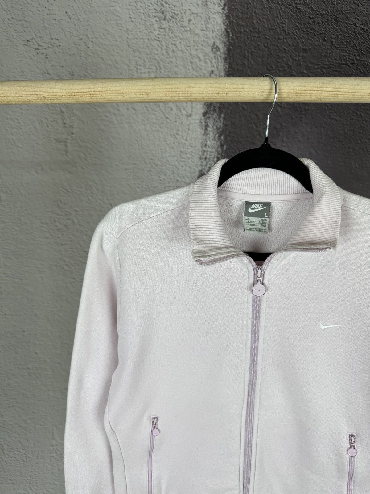Nike × Vintage Nike vintage y2k light pink full zip pullover sweater swoosh Size L / US 10 / IT 46 - 3 Thumbnail