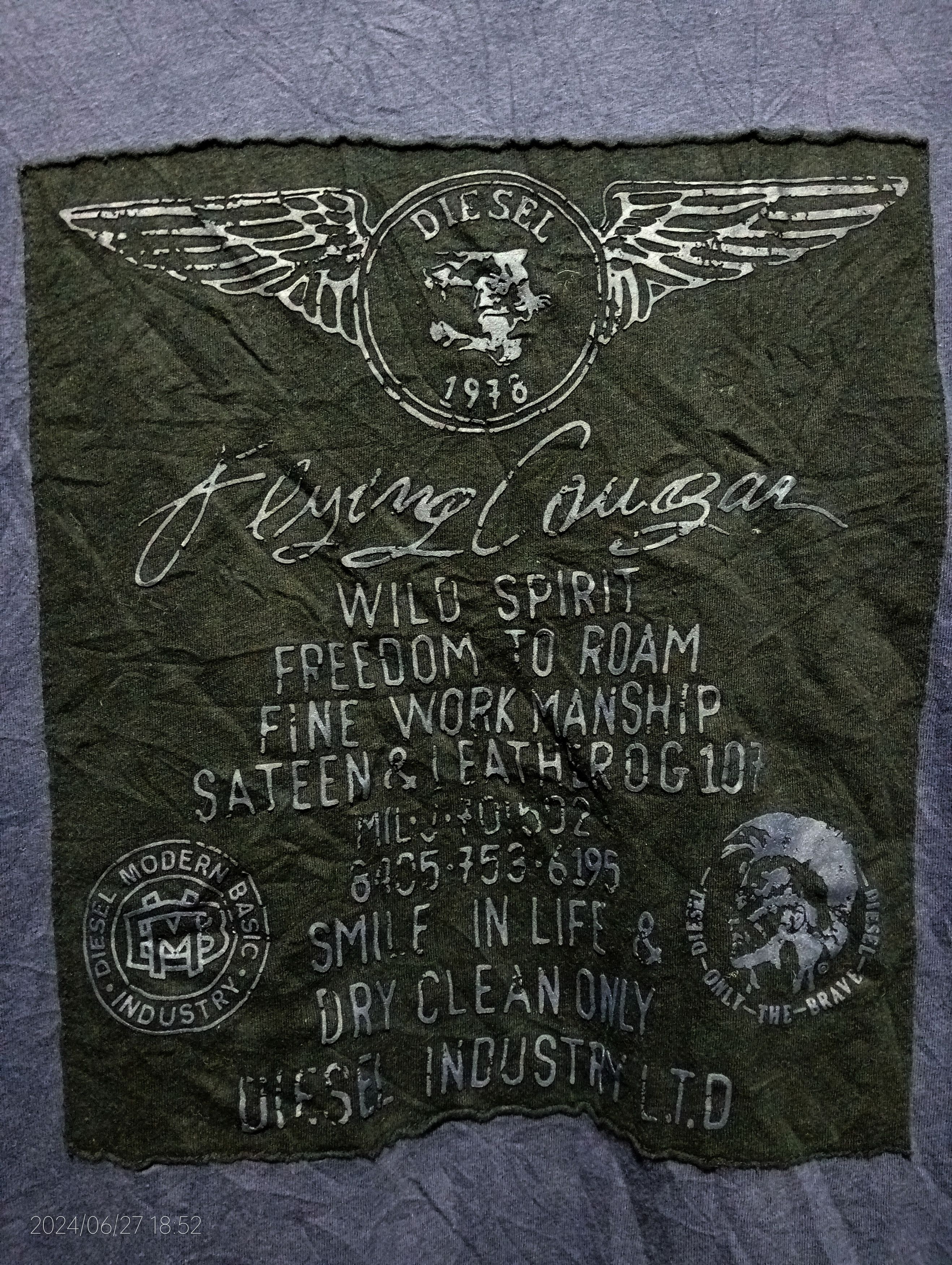 Diesel Vintage Diesel Flying Cougar Long Sleeve Tshirt Size US XXL / EU 58 / 5 - 8 Thumbnail