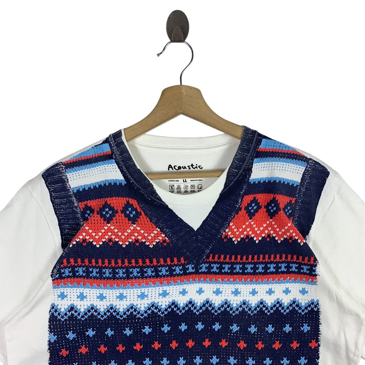 Japanese Brand ACOUSTIC Knitwear vest design printed tee Size US XL / EU 56 / 4 - 2 Thumbnail