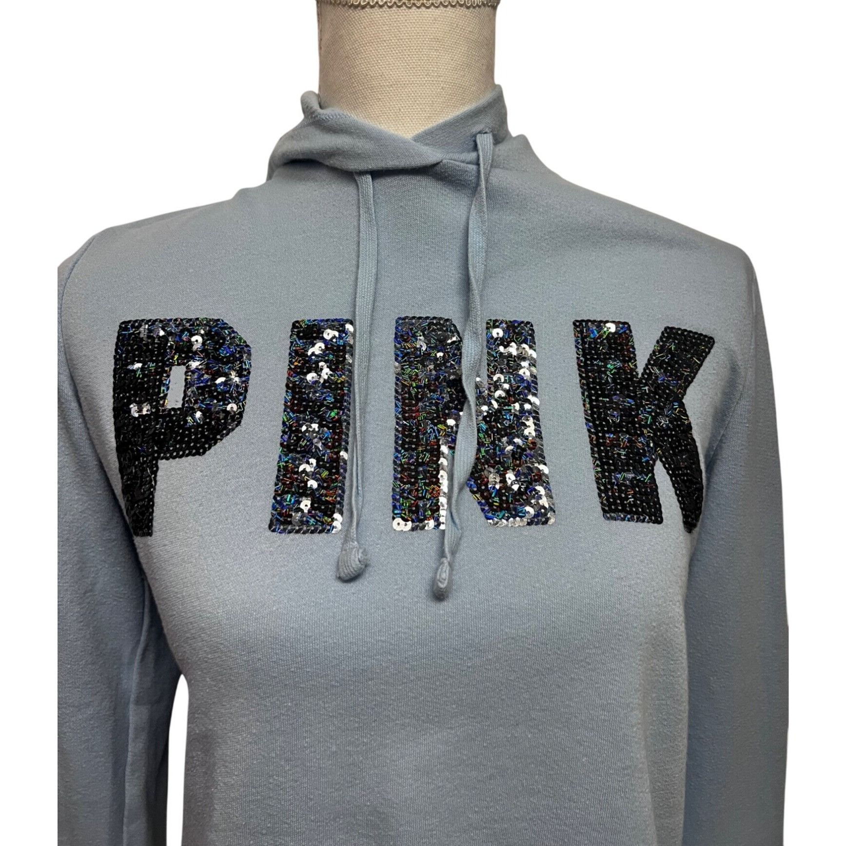 Victoria's Secret Victorias Secret Pink Womens Blue Sequin Crop Sweatshirt Hoo Size S / US 4 / IT 40 - 5 Thumbnail