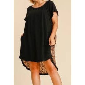 Vintage Umgee USA Black Tunic Dress Leopard Print Frayed Hem XL Line Size XL / US 12-14 / IT 48-50 - 7 Thumbnail
