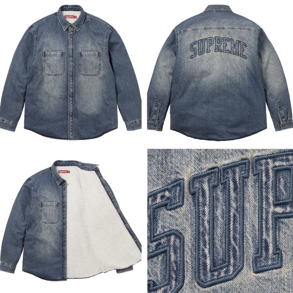 Supreme SUPREME Shearling Lined Denim Work SHIRT JACKET Size S Size US S / EU 44-46 / 1 - 11 Thumbnail