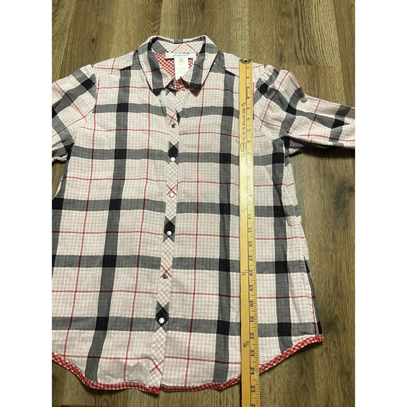 Vintage Foxcroft Shirt Women's 10P Red Plaid Button-Up Relaxed Size L / US 10 / IT 46 - 6 Thumbnail