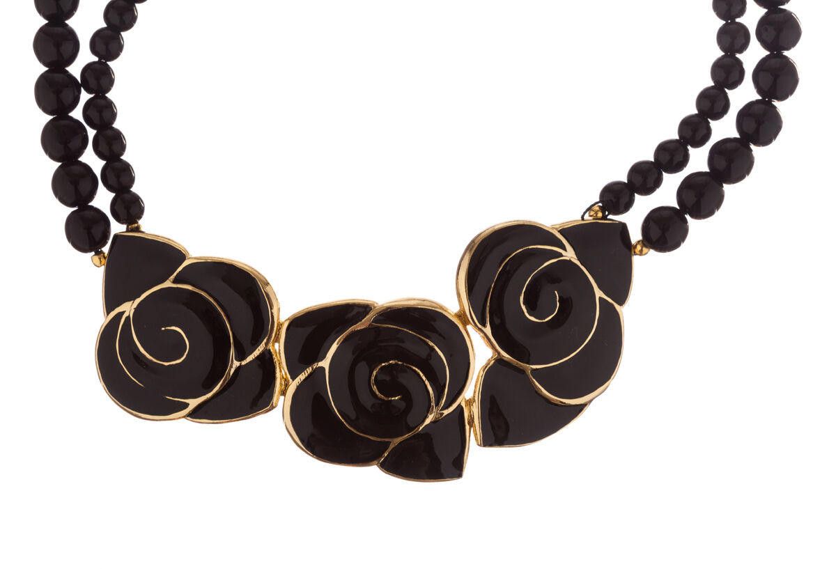 Balenciaga Balenciaga Black Enamel Flower Necklace Size ONE SIZE - 3 Thumbnail