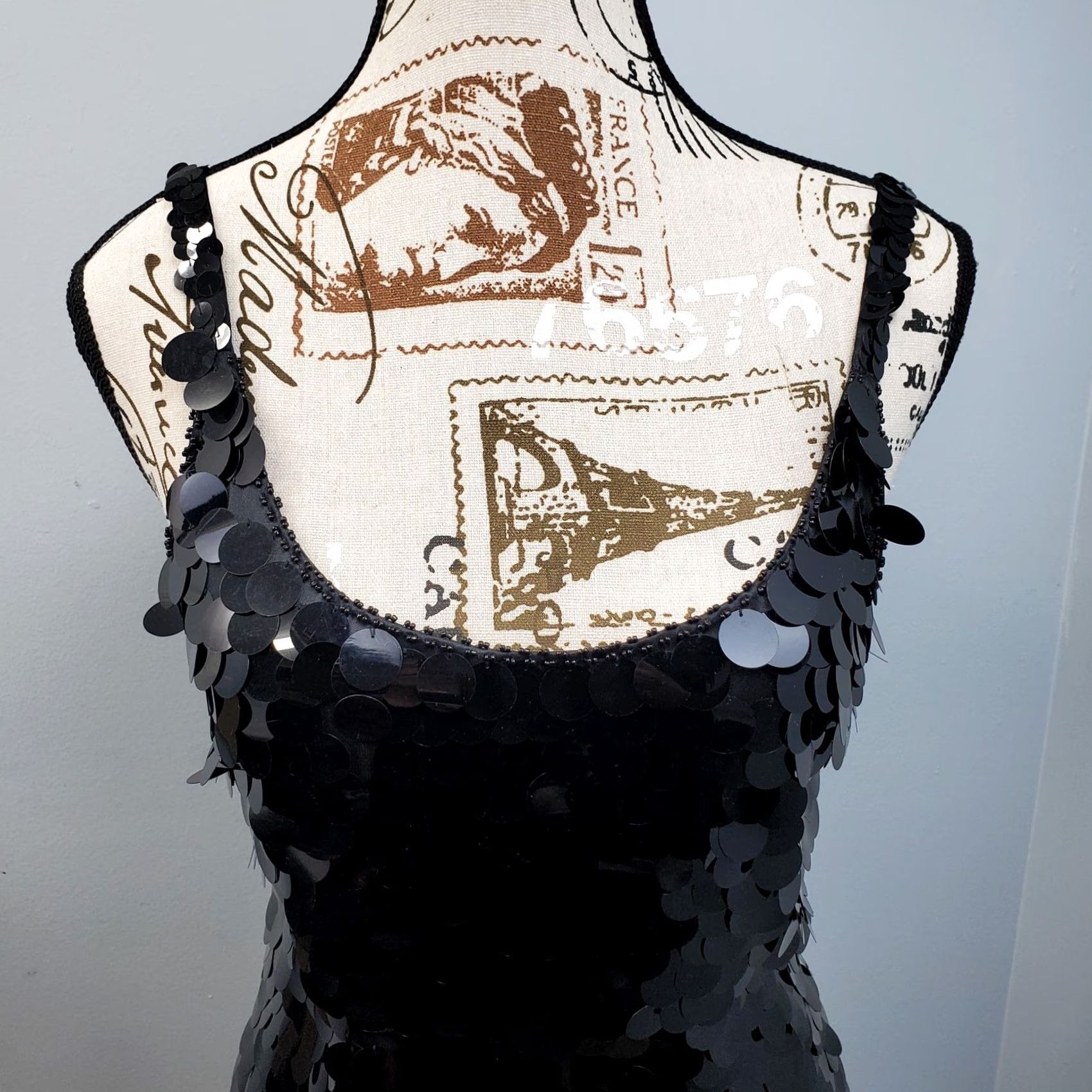 Vintage Rampage Paris Bodycon Dress Women M Black Sequin Embellished Scoop Neck Backless Size M / US 6-8 / IT 42-44 - 6 Thumbnail