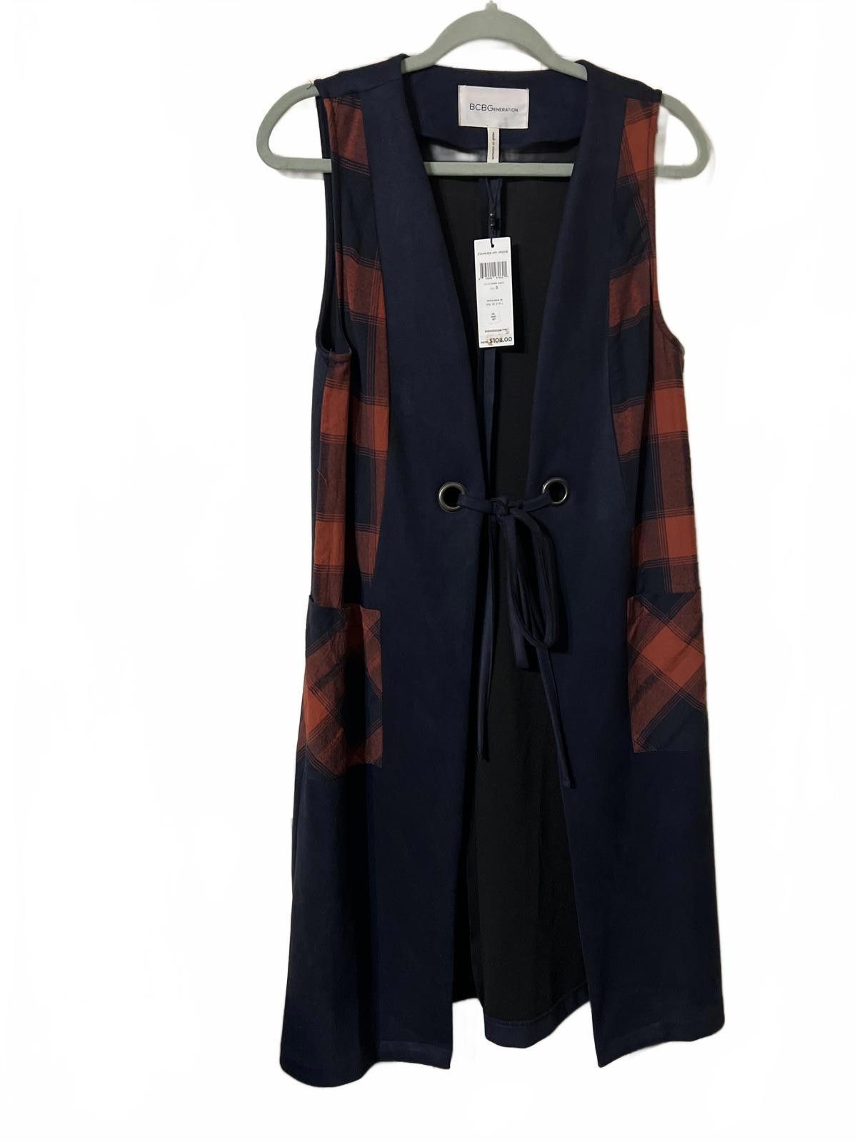 BCBGeneration BCBGeneration Long Sleeveless Vest with Plaid Accents S Size S / US 4 / IT 40 - 2 Thumbnail