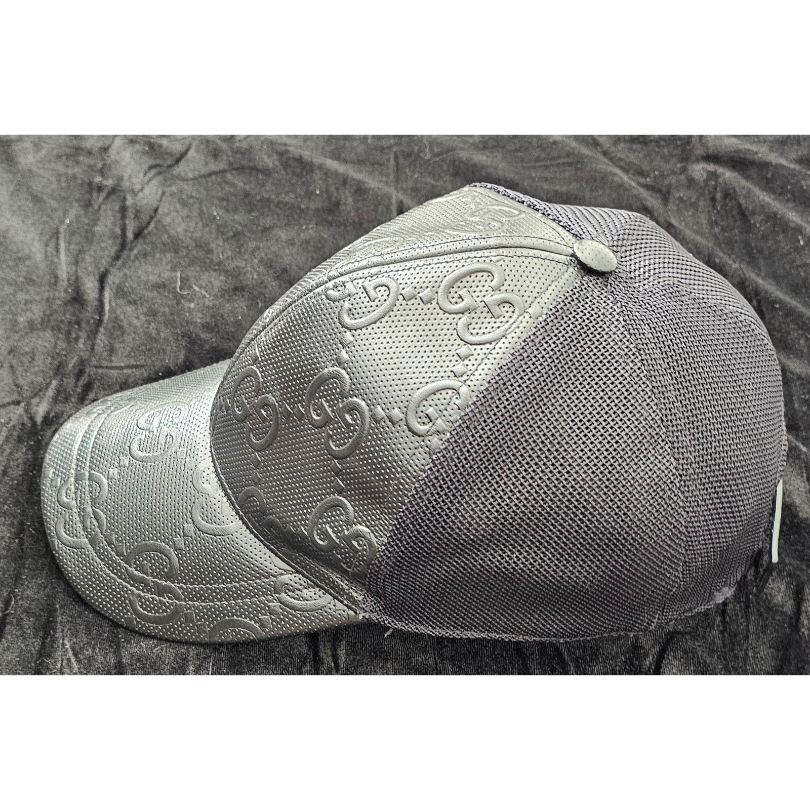 Gucci Gucci GG Embossed Perforated black Leather Baseball Cap Size ONE SIZE - 5 Thumbnail