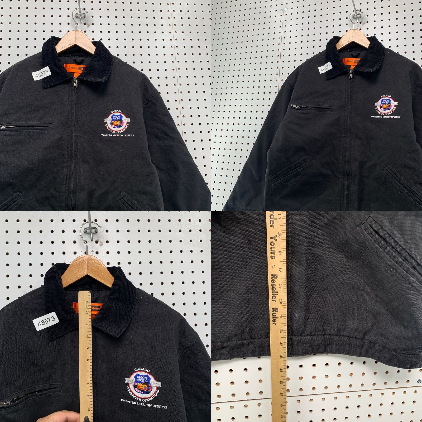 CLOT CornerStone Detroit Jacket Men Small Black Duck Cloth Workwear Union Pacific 10s Size US S / EU 44-46 / 1 - 8 Thumbnail