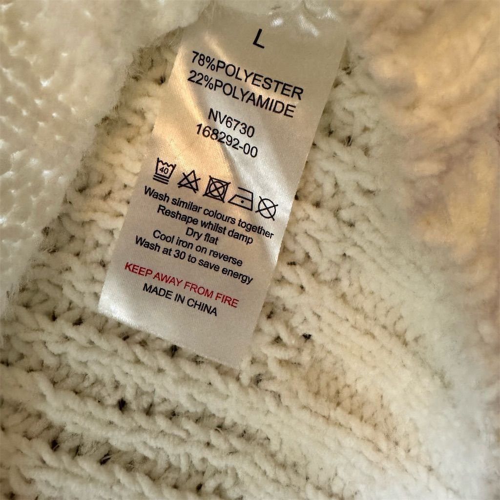 Other Cupcake Women's L Ivory V-Neck Cable Knit Pullover Sweater Size L / US 10 / IT 46 - 5 Thumbnail