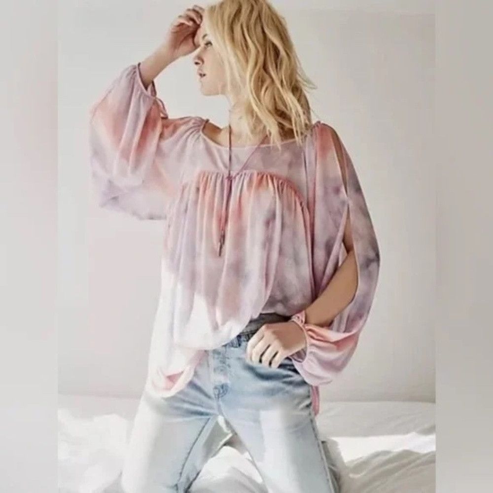 Free People Free People Tie Dye Mystic Tunic Top Split Sleeves Cold Sho Size XS / US 0-2 / IT 36-38 - 1 Thumbnail
