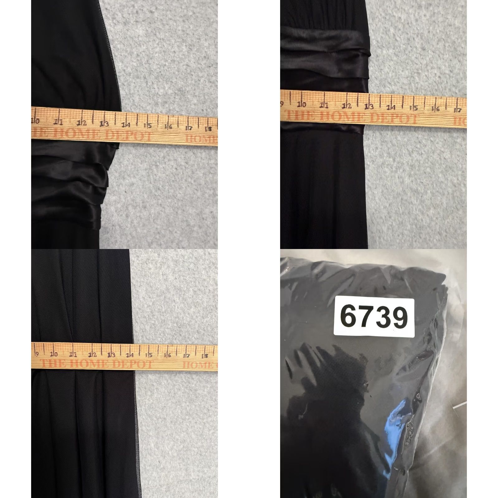 Vintage ECI New York Dress Womens 6P Black Halter Ruched Chiffon Fit & Flare Midi Formal Size M / US 6-8 / IT 42-44 - 8 Thumbnail