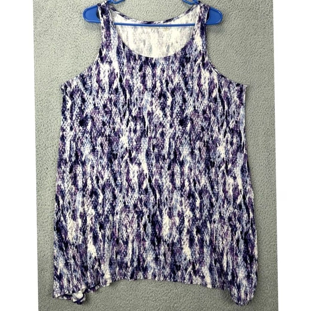 Vintage LOGO Lori Goldstein Tank Top Shirt Women 1X Plus Multi Snake Print Crew Neck NEW Tank Top Women 1X Plus Purple Snake Print Crew Neck Size XL / US 12-14 / IT 48-50 - 2 Thumbnail