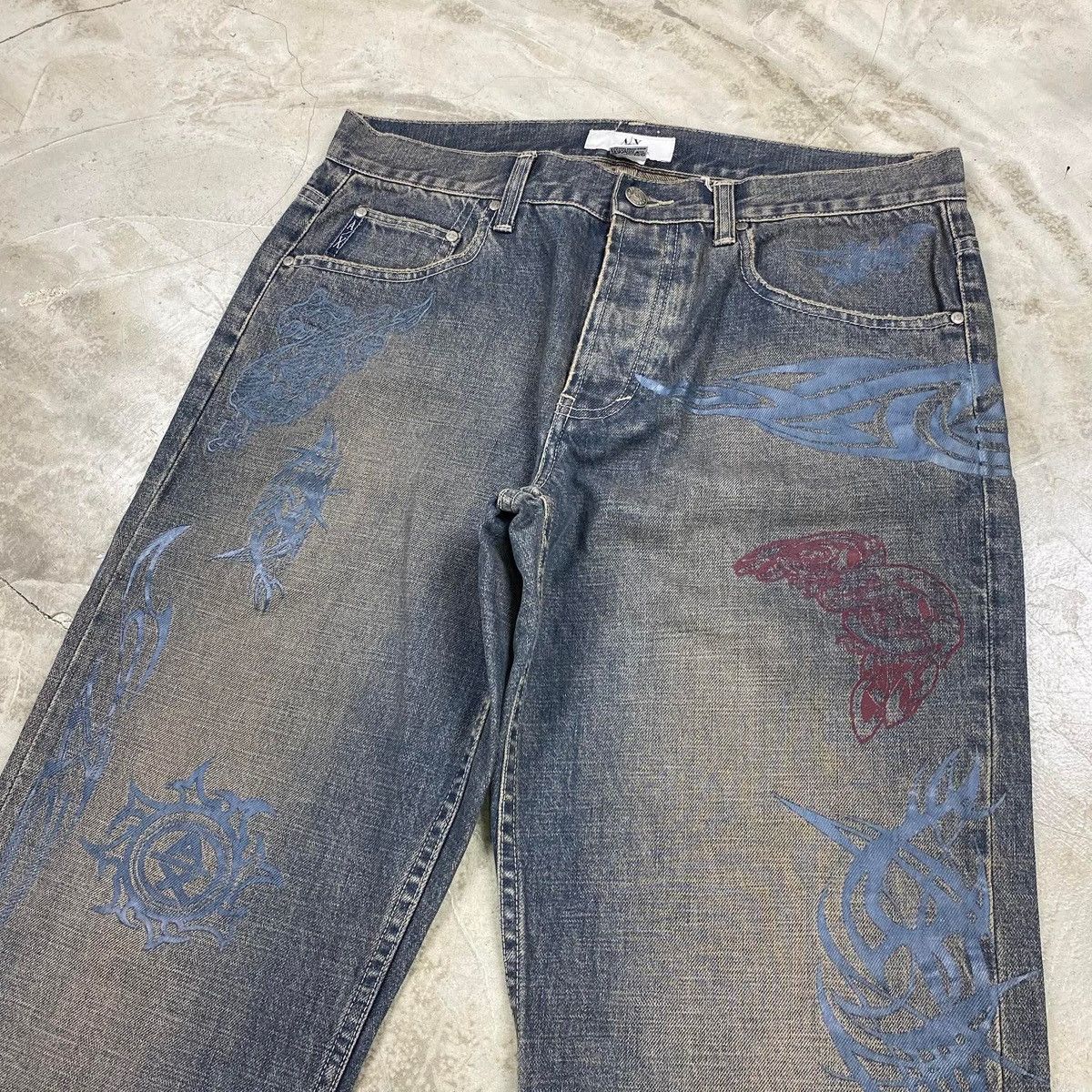Armani Exchange Tattoo Print Denim Pants Size US 32 / EU 48 - 3 Thumbnail