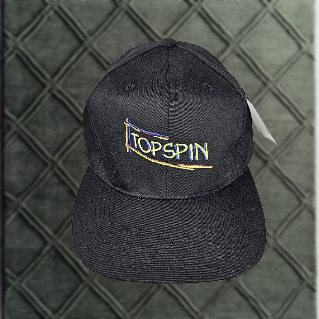 Vintage Topspin Hat Cap Snap Back Black Embroidered Tennis Sports Mens One Size Green Size ONE SIZE - 1 Thumbnail