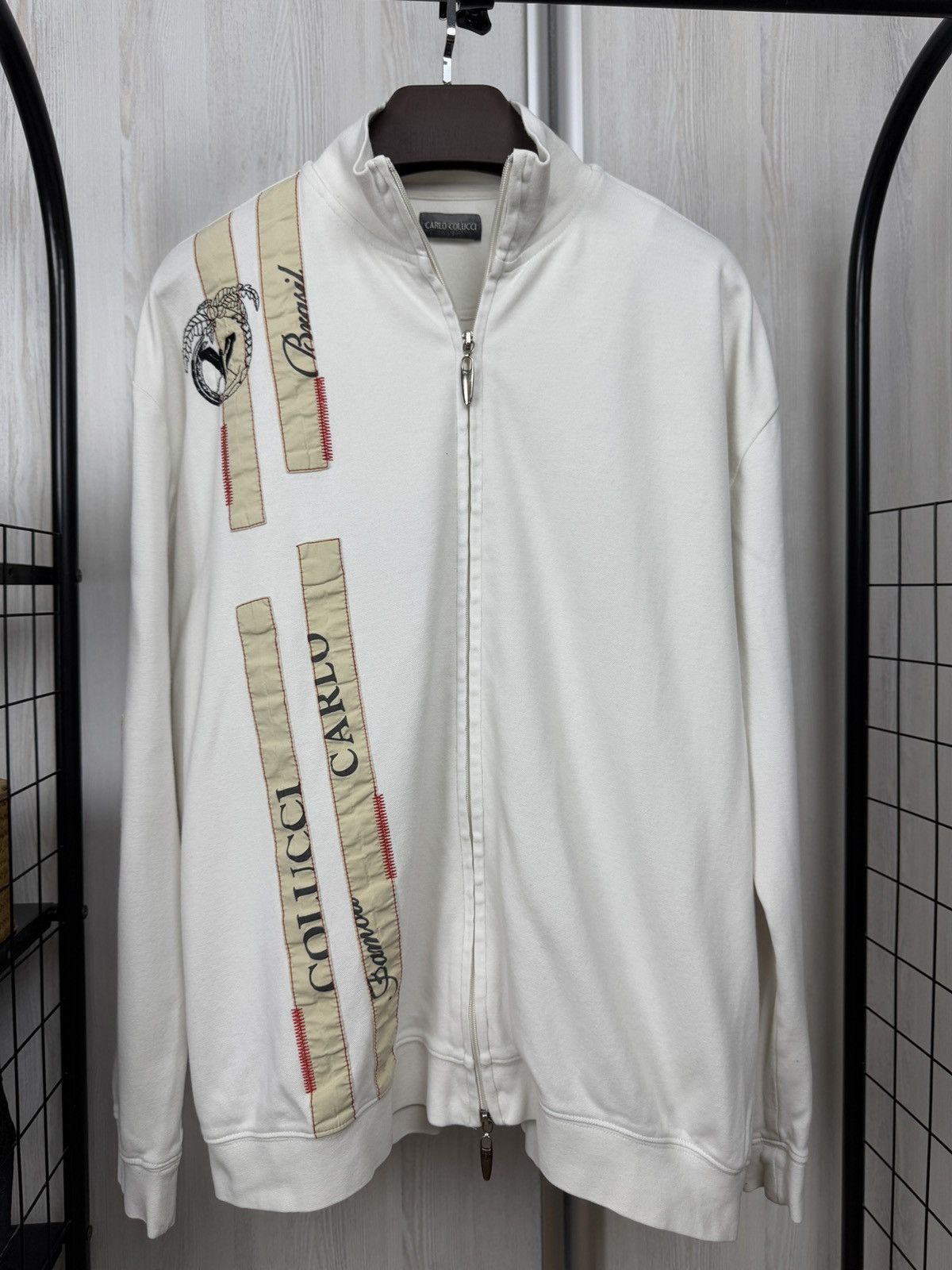 Carlo Colucci Carlo Colucci vintage white full double zip big logo sweater Size US XXL / EU 58 / 5 - 2 Thumbnail