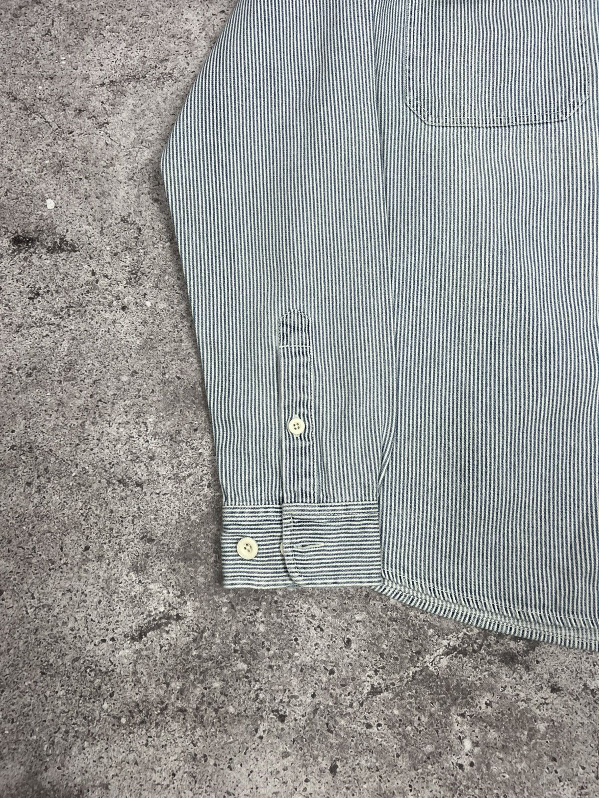 Vintage Carhartt Logo Striped Shirt Button Up Long Sleeve
