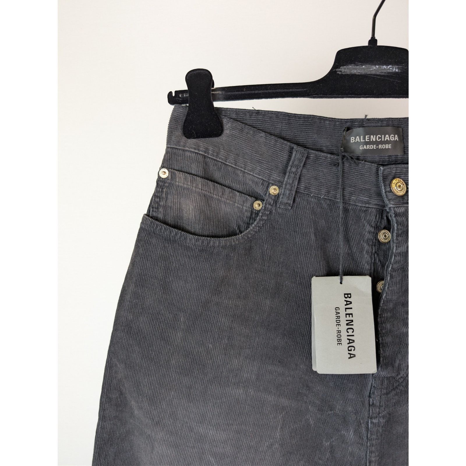 Balenciaga o1rshd1 Japanese Cotton Corduroy Denim Baggy Pants in Black Size US 28 / EU 44 - 6 Thumbnail