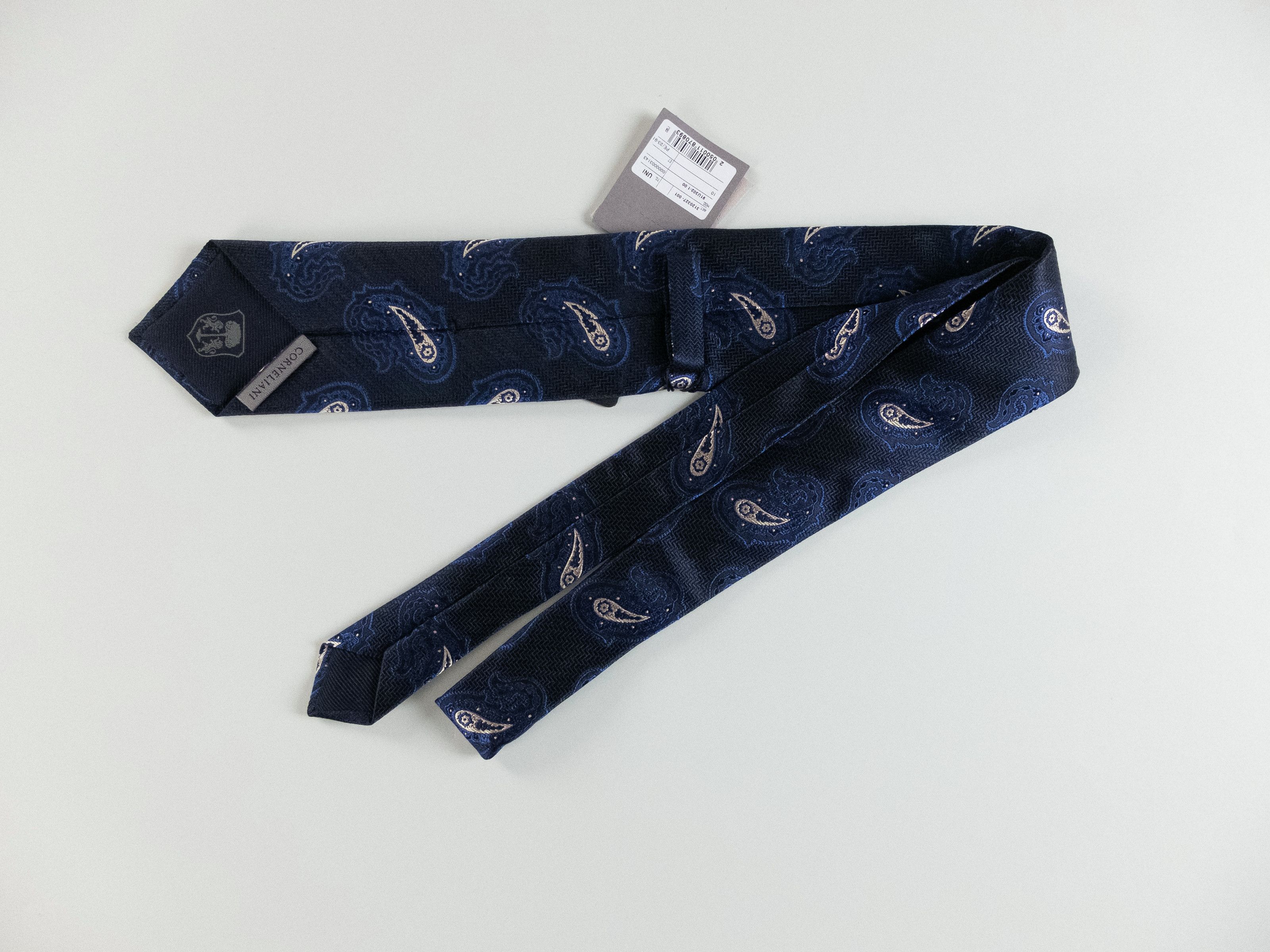 Corneliani CORNELIANI navy blue paisley motif woven silk tie Italy Size ONE SIZE - 4 Thumbnail