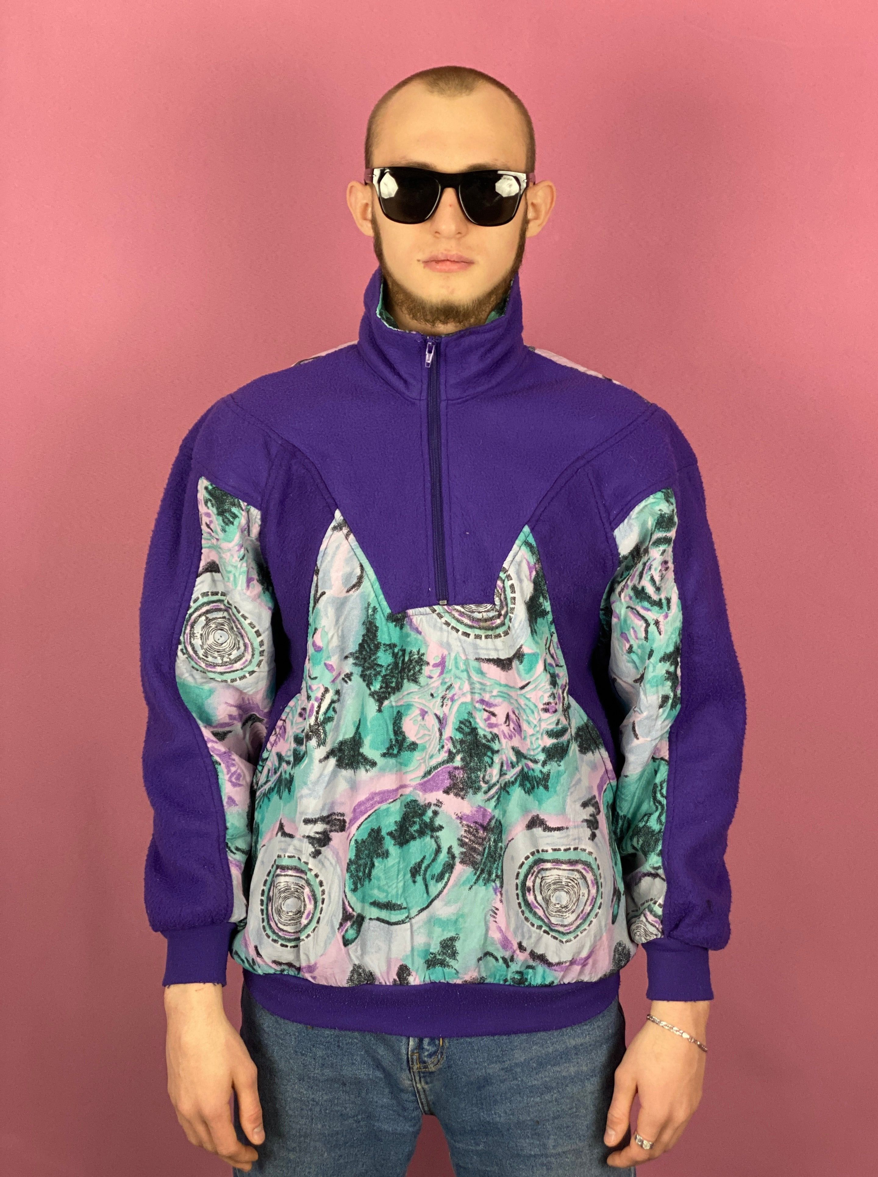 Vintage 90s Vintage Men's Abstract Half Zip Fleece - L Size US L / EU 52-54 / 3 - 1 Thumbnail