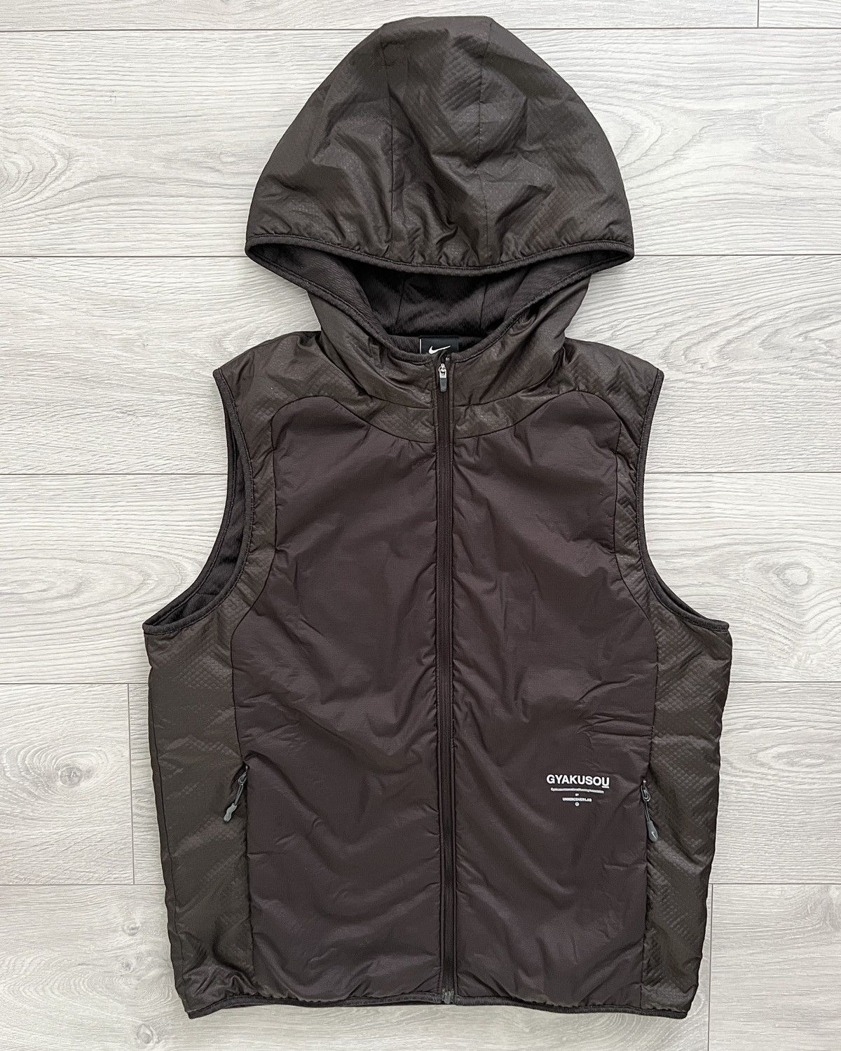 image of Gyakusou Fw2013 Technical Panelled Padded Vest in Brown, Men's (Size Medium)