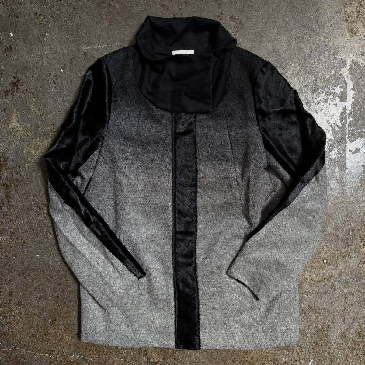 Helmut Lang HELMUT LANG OMBRÉ GREY/ BLACK WOOL CALF HAIR JACKET - S Size S / US 4 / IT 40 - 1 Thumbnail