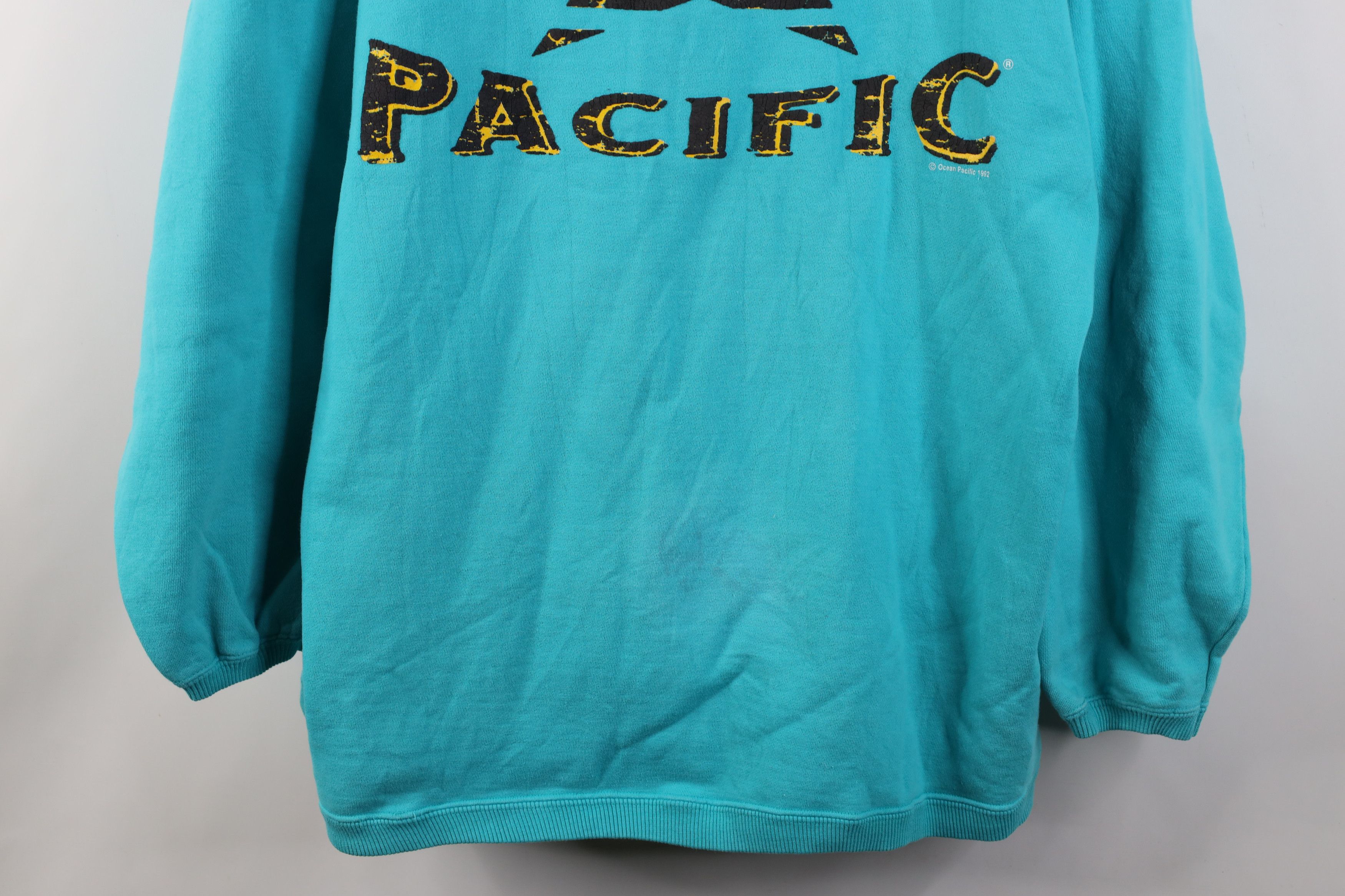 Ocean Pacific Vintage 90s Ocean Pacific Surfing Baggy Sweatshirt Teal Size US L / EU 52-54 / 3 - 3 Thumbnail