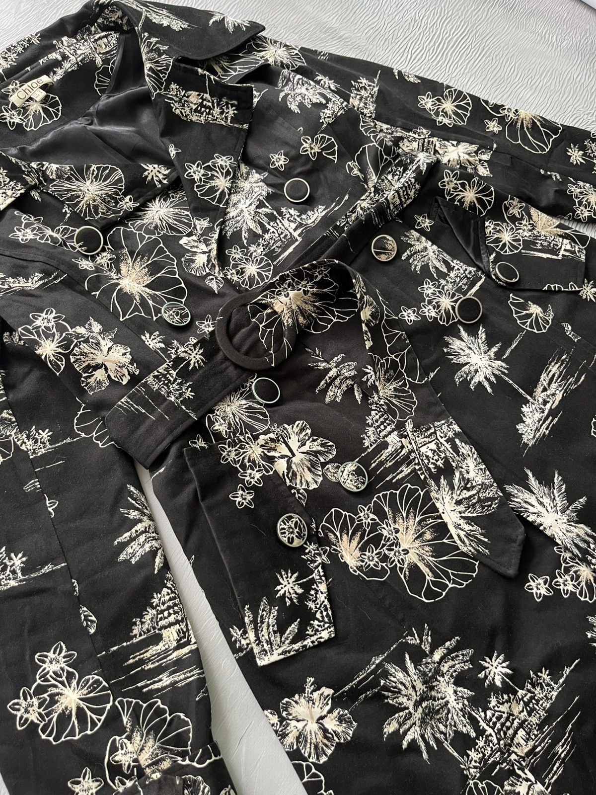 Chloe Chloe Floral Vintage Black Luxury Belted Coat Women Size M / US 6-8 / IT 42-44 - 4 Thumbnail