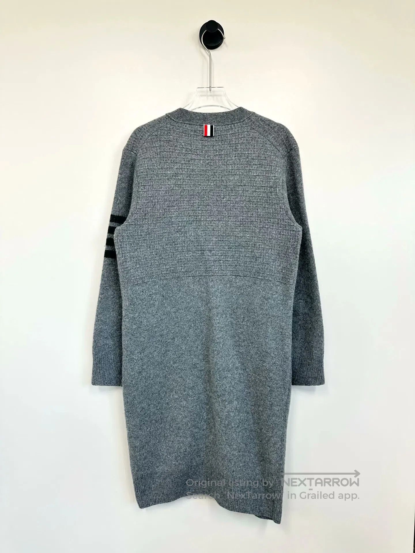 Thom Browne Thom Browne Grey Classic Four-stripe Long Wool Knit Cardig Size S / US 4 / IT 40 - 2 Thumbnail