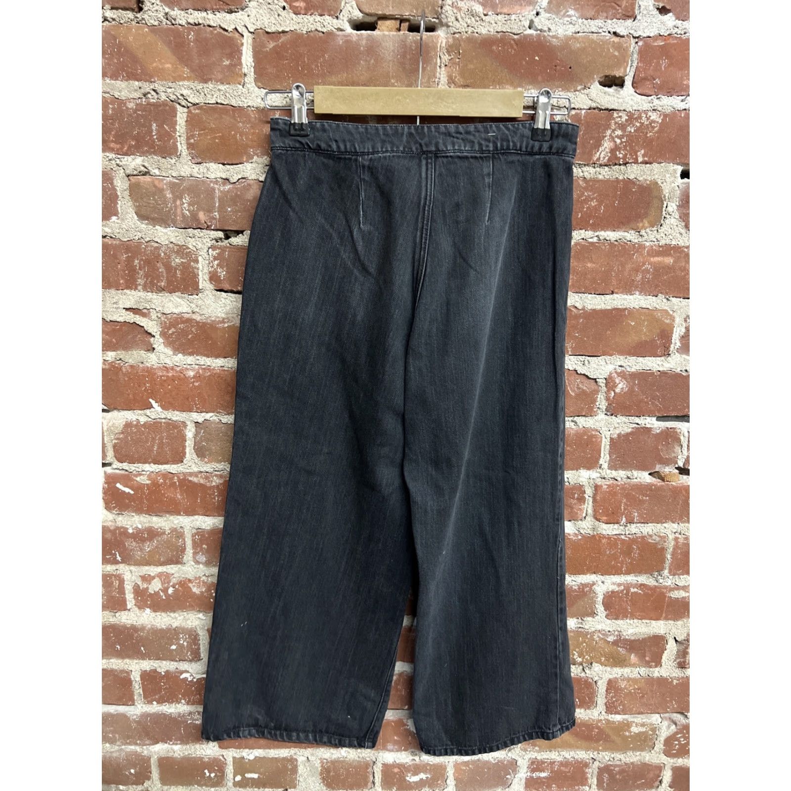 Vintage Oat New York Jeans Cropped Wide-Leg Black Size 26 Women’s Mid-Rise Denim Distressed 26 in Inseam 24 in Size 26" / US 2 / IT 38 - 2 Thumbnail