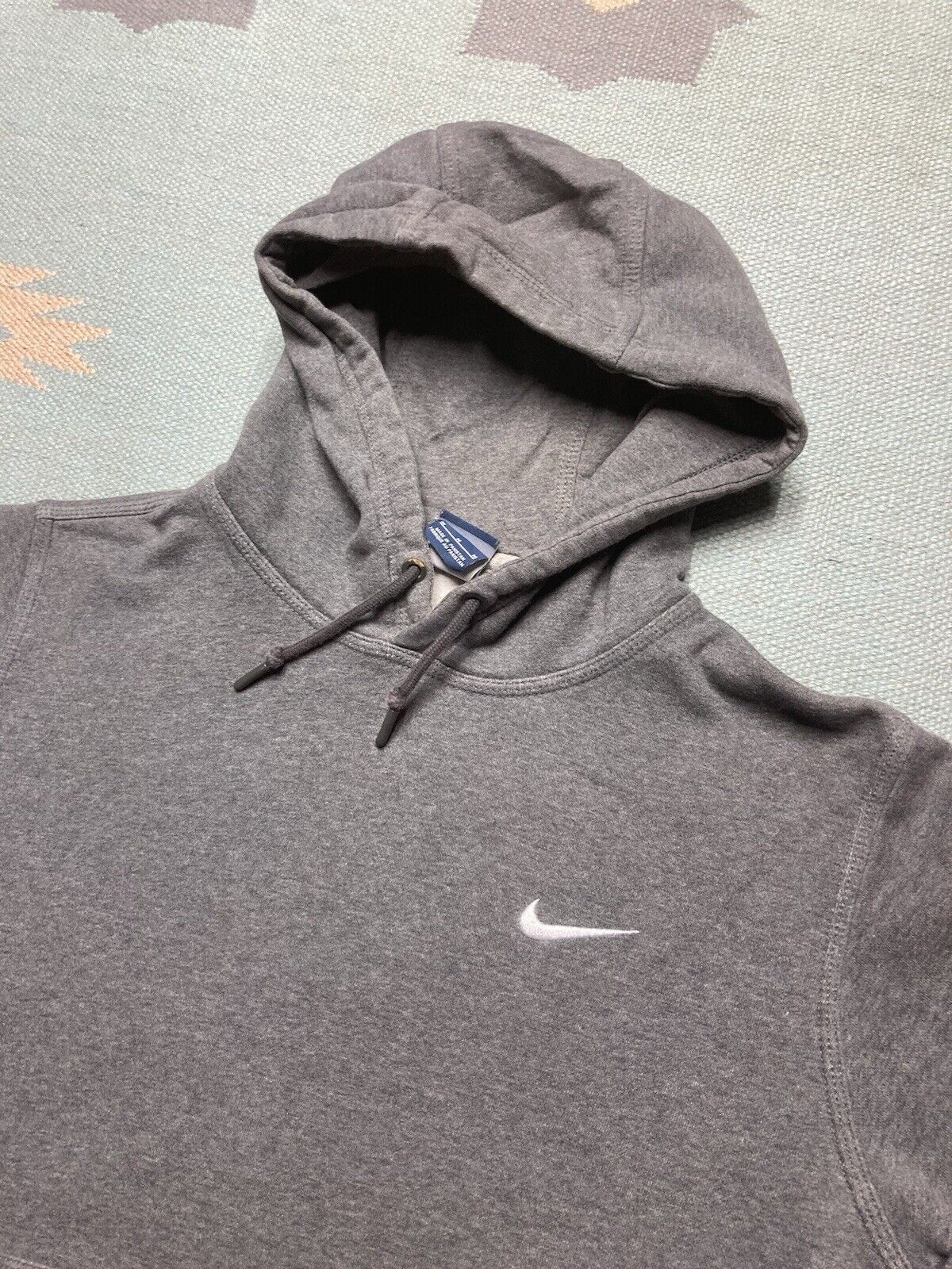 Nike × Vintage Vtg Nike hoodie sweatshirt swoosh check logo blank medium Size US M / EU 48-50 / 2 - 2 Thumbnail