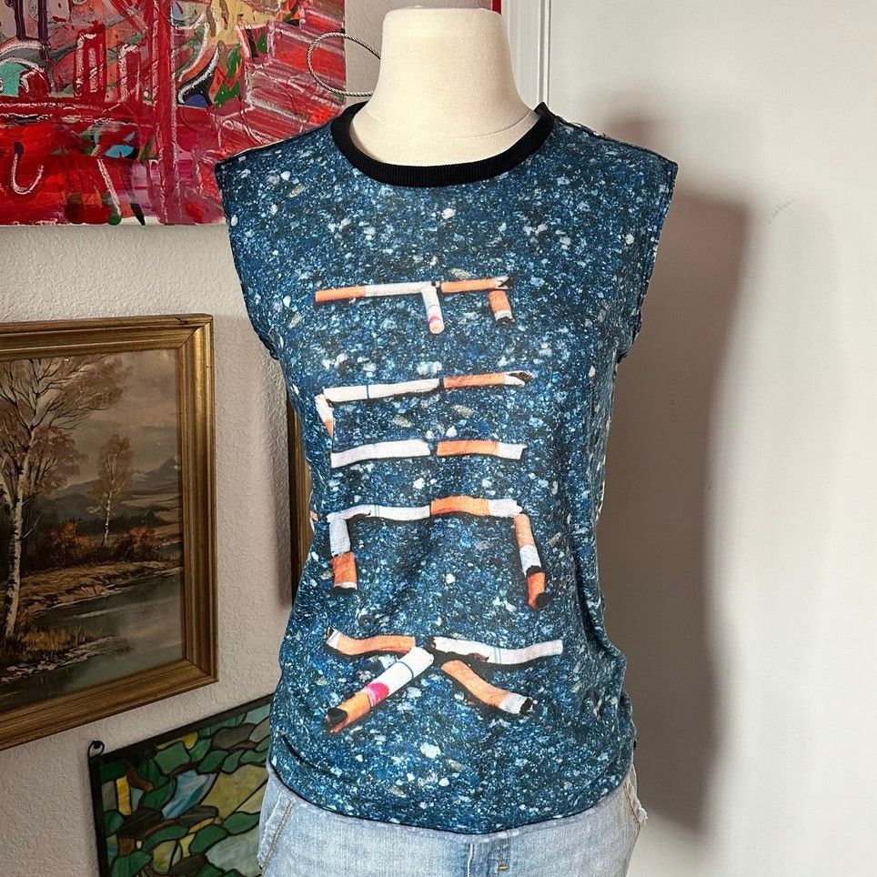 lip service cult cigarette blue muscle tank top