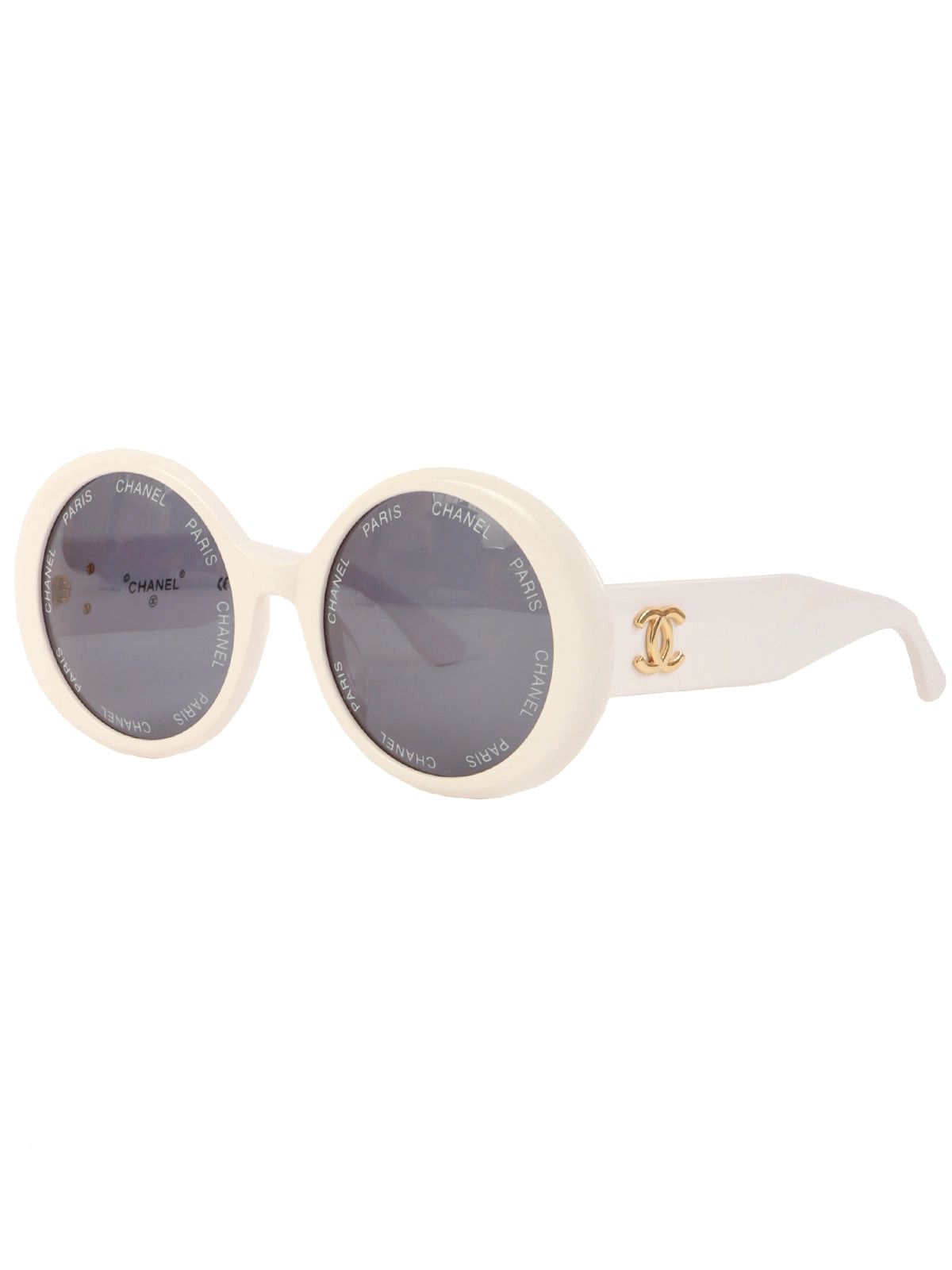 image of Chanel Side Cc Mark Plate Logo Sunglasses White, Women's