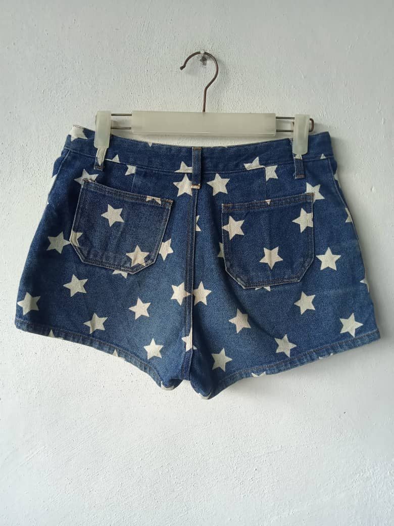 Japanese Brand Star Print Short Denim Size 27" / US 4 / IT 40 - 3 Thumbnail